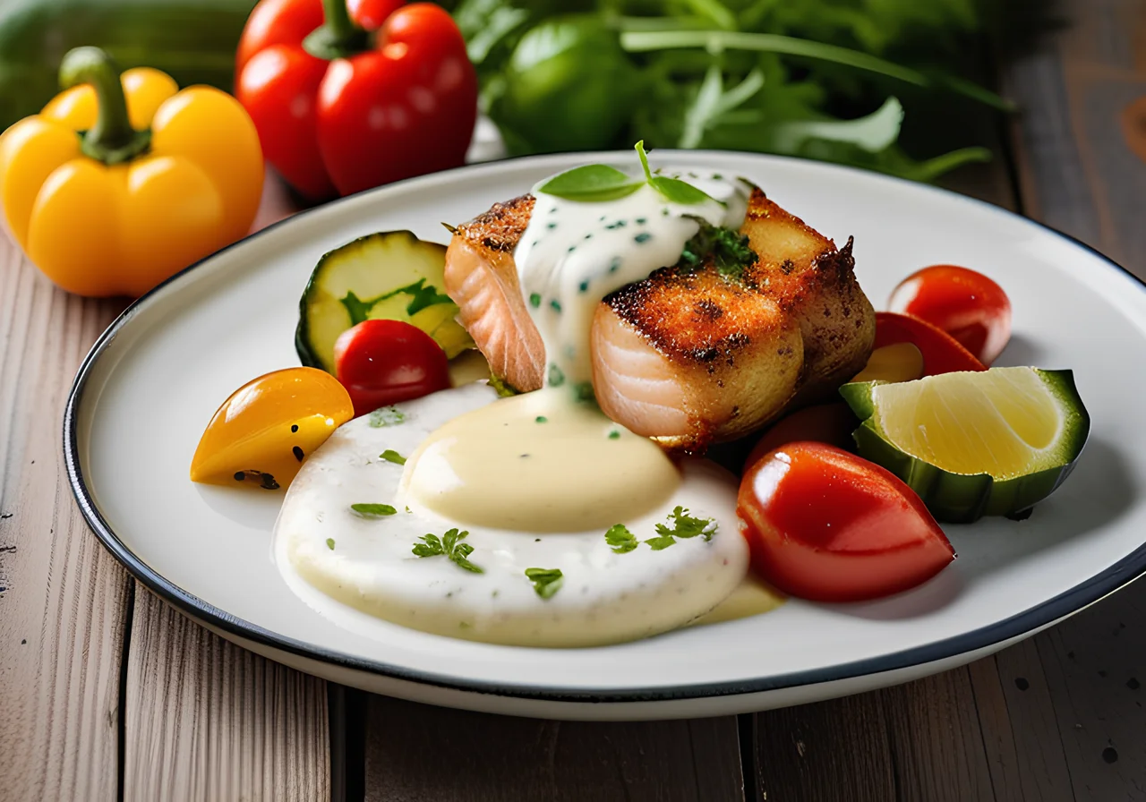 Oven Fish with Potatoes and Roasted Vegetables