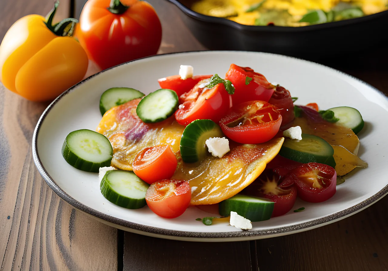 Tomato, Cucumber, and Feta Omelette