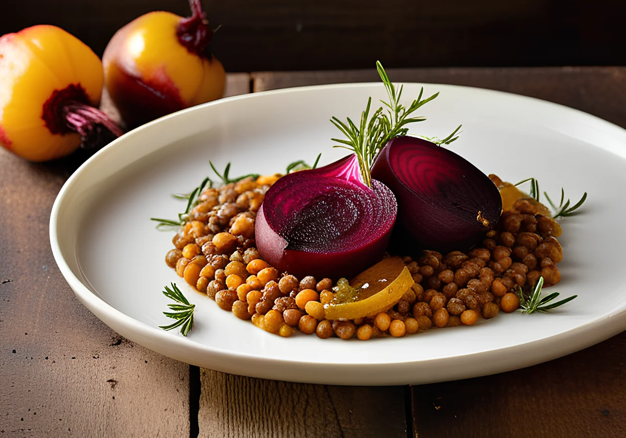 Stuffed Beets with Lentils and Quince