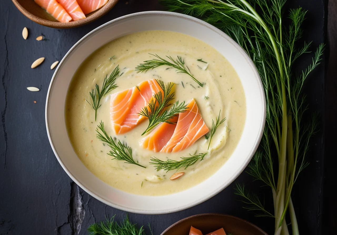 Fennel Cream Soup with Smoked Salmon