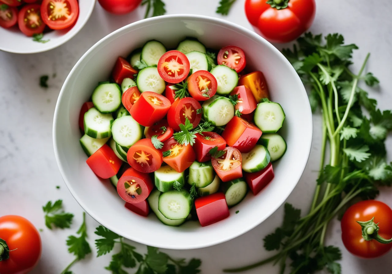 Paprika Salad with Cucumber