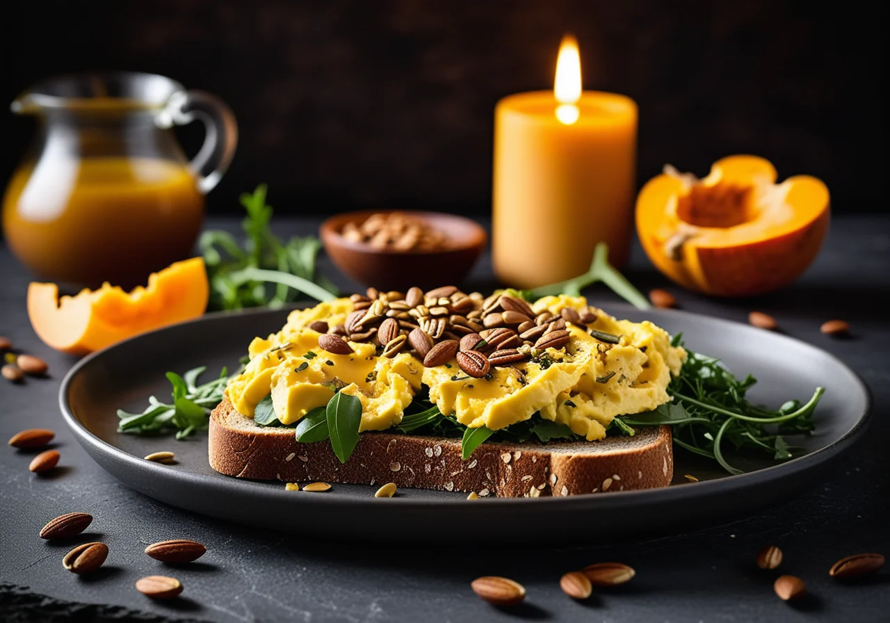 Nutty Scrambled Eggs on Whole Wheat Bread