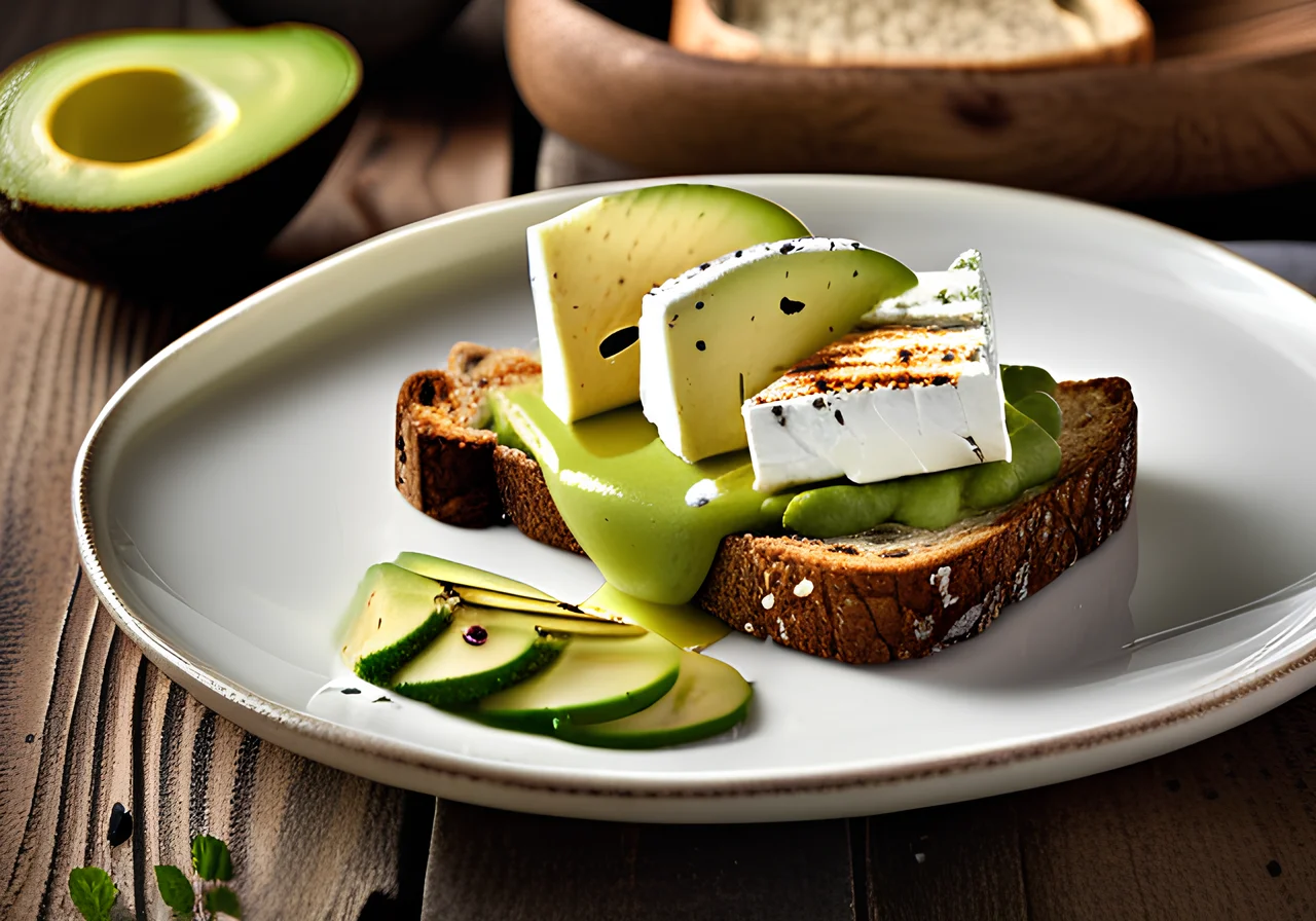 Grilled Avocado with Feta on Bread