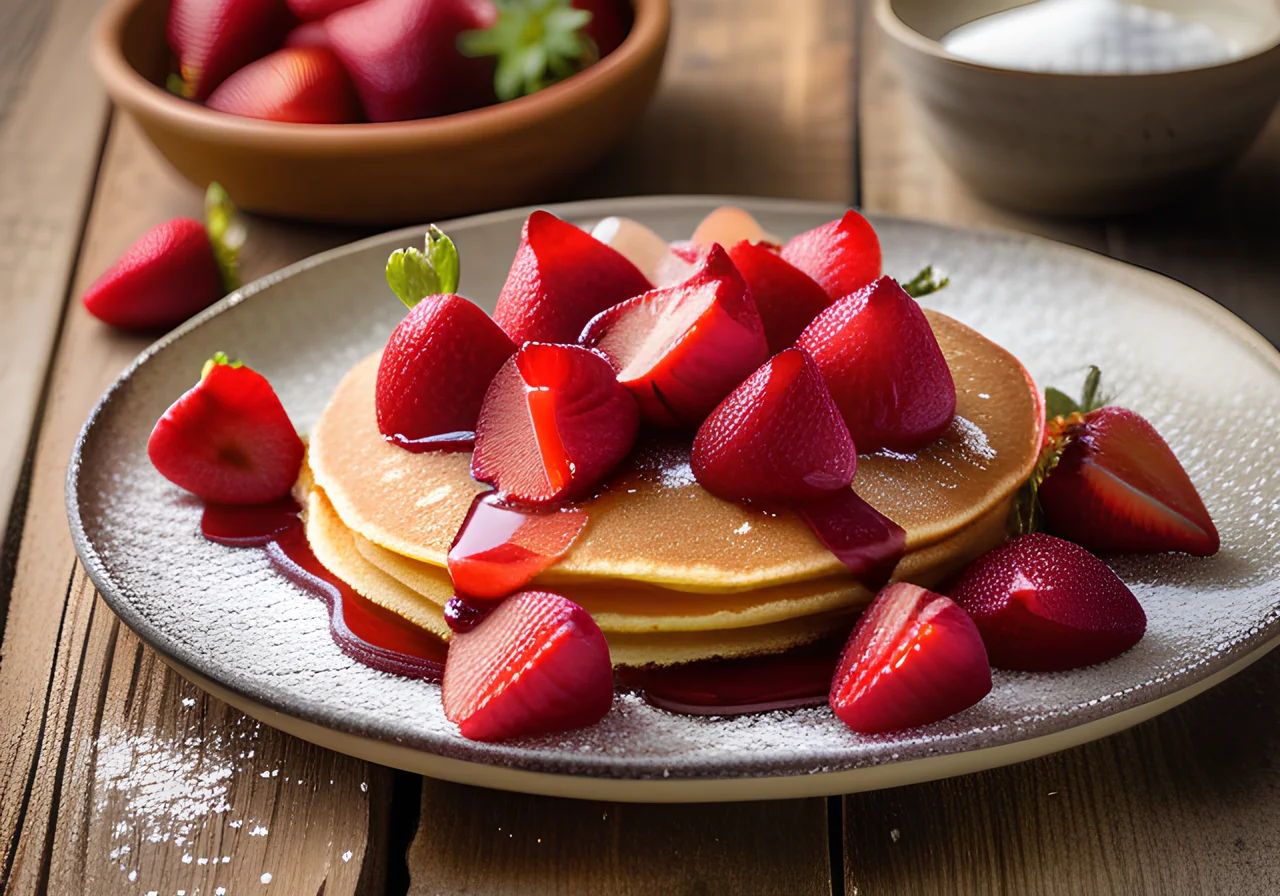 Semolina Pancakes with Rhubarb