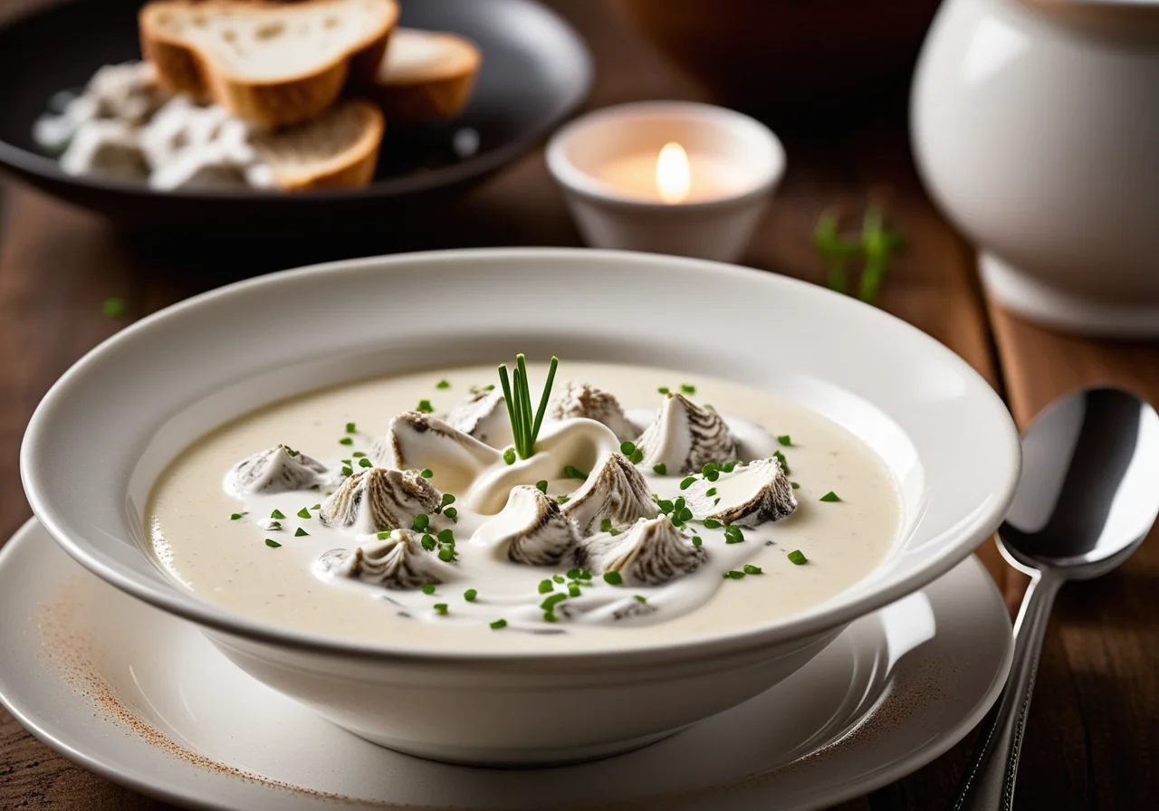 Oyster Foam Soup with Toasted Bread