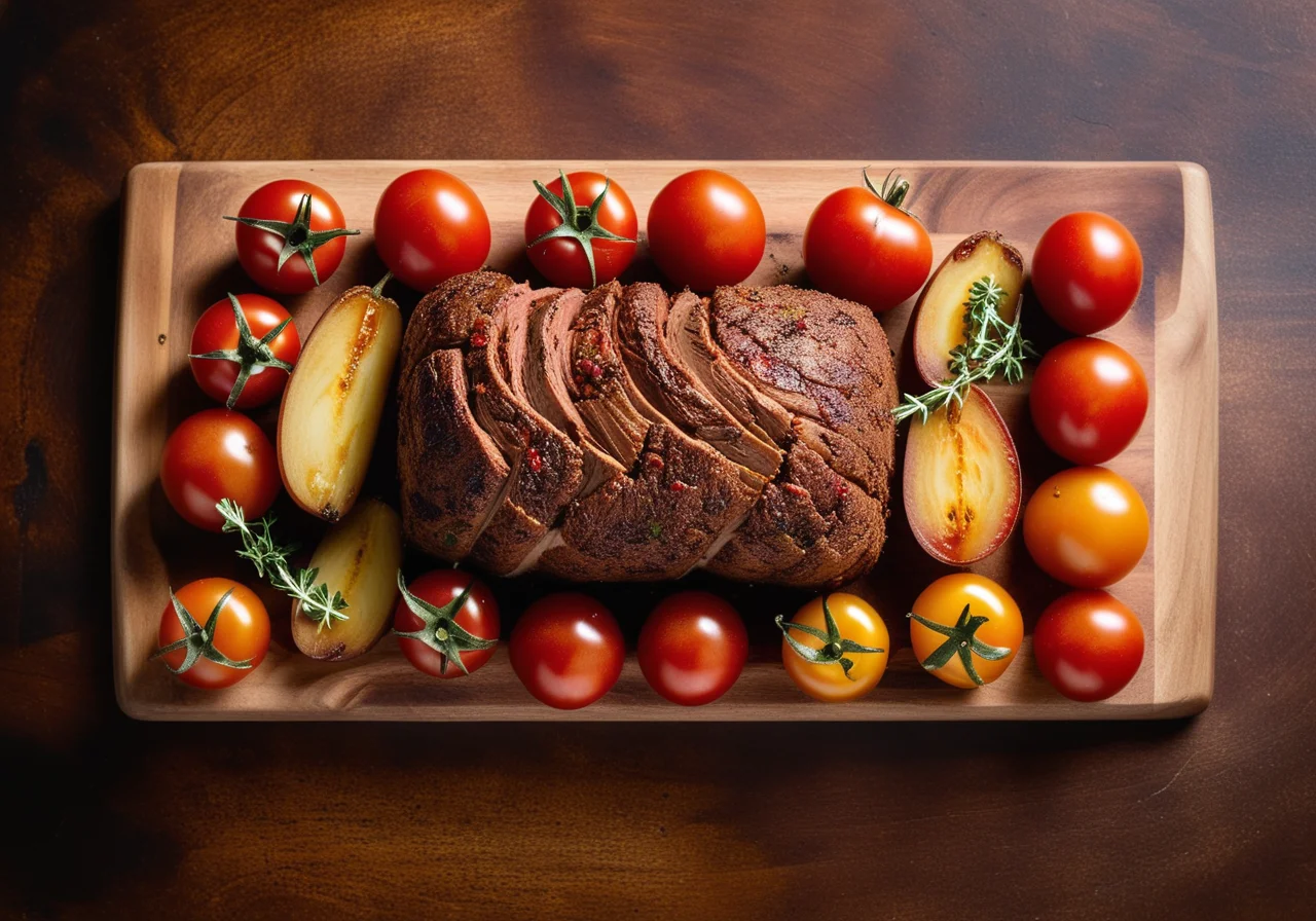 Lamb Roast with Pistou, Tomatoes and Potatoes