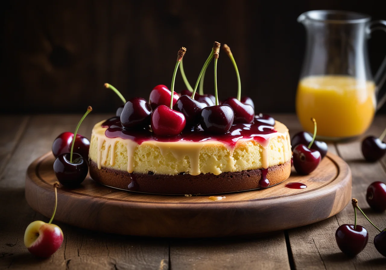 Covered Cherry Cake with Fresh Cherries