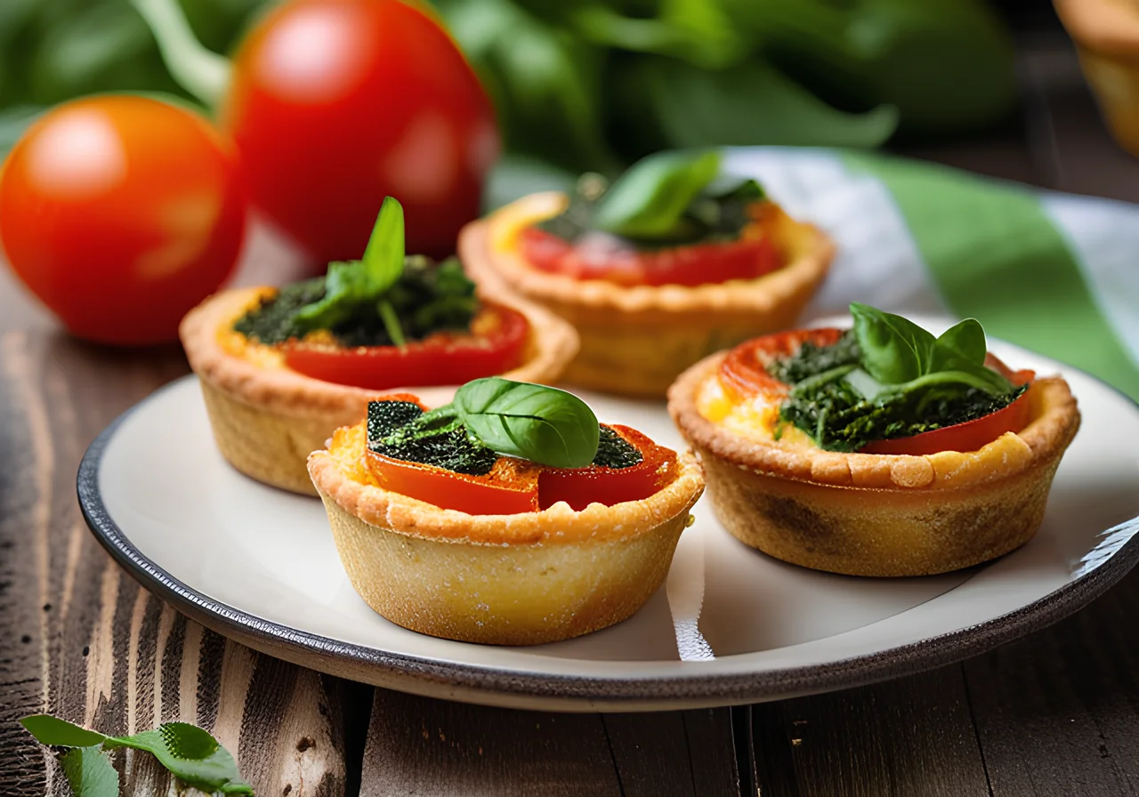 Mini Spinach Quiches with Tomatoes