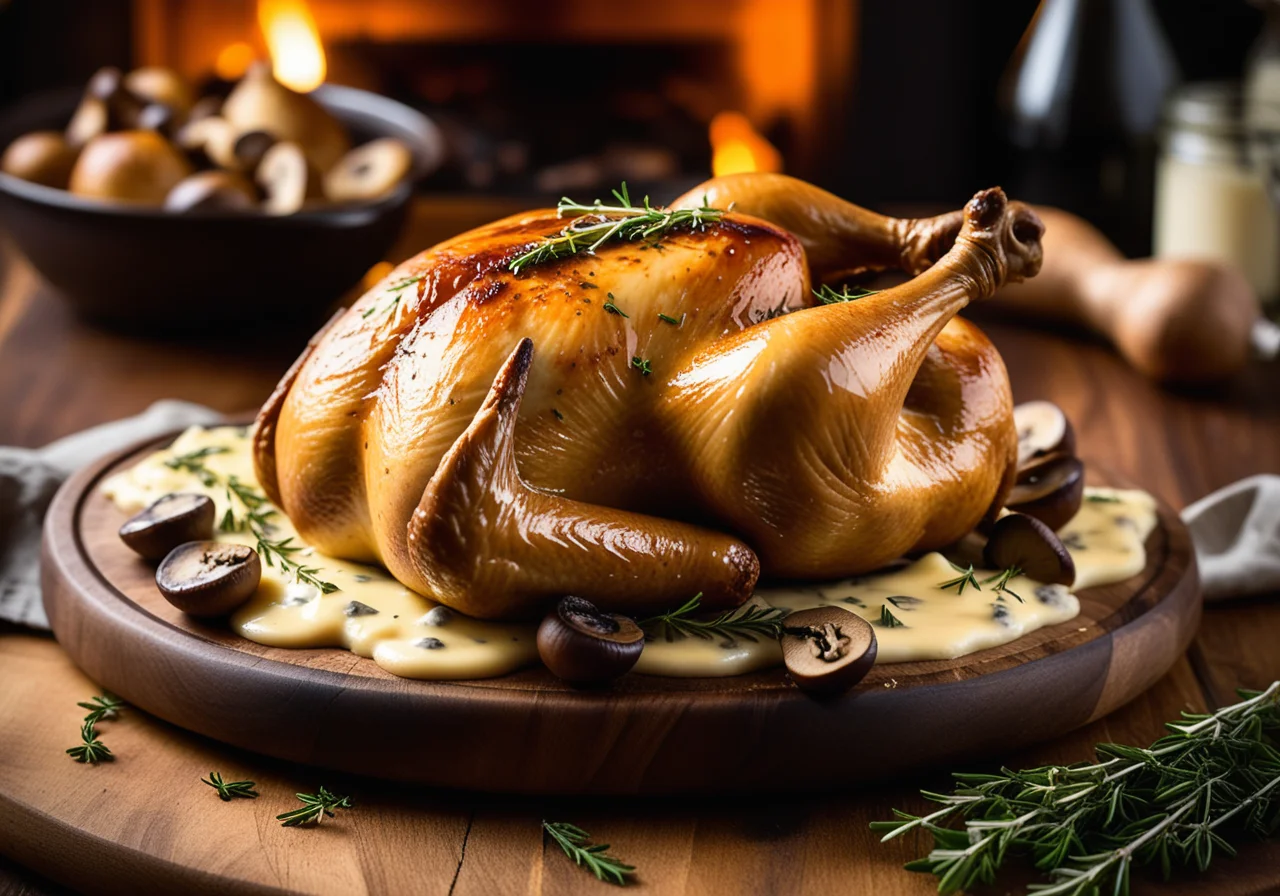 Roasted Chicken with Melted Cheese