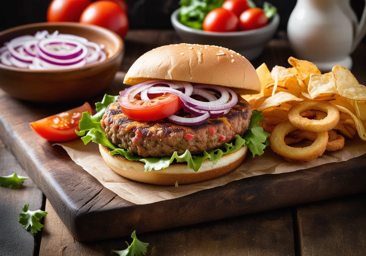 Mexican Burger with Tortilla Chips