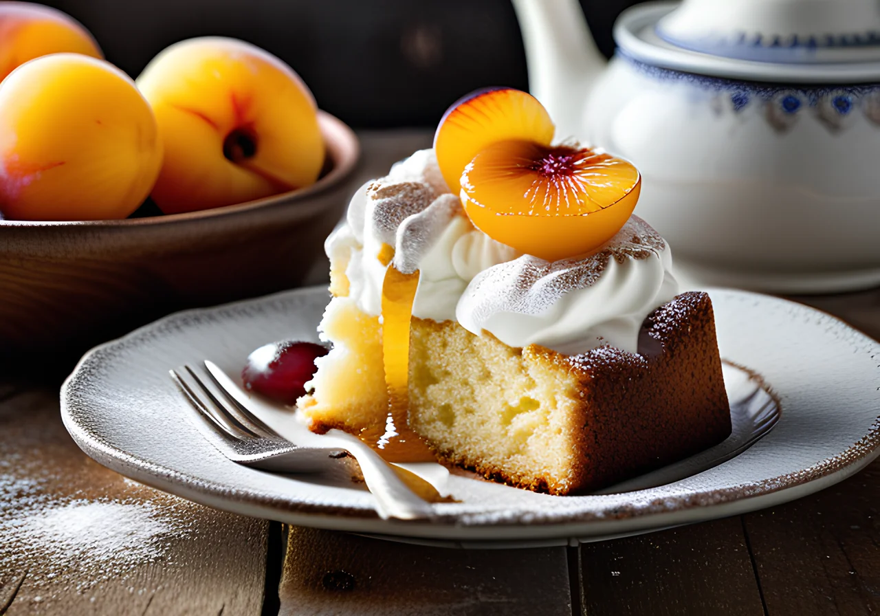 Plum Cake with Whipped Cream