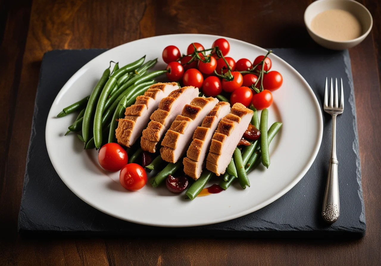Pan‑fried Chicken Breast with Green Beans and Tomatoes
