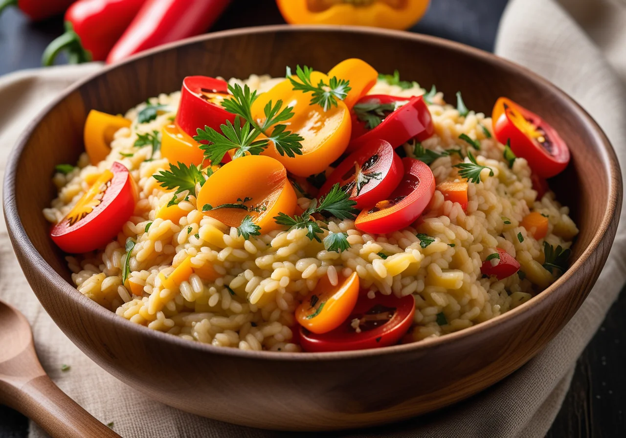 Vegan Risotto with Bell Pepper Vegetables