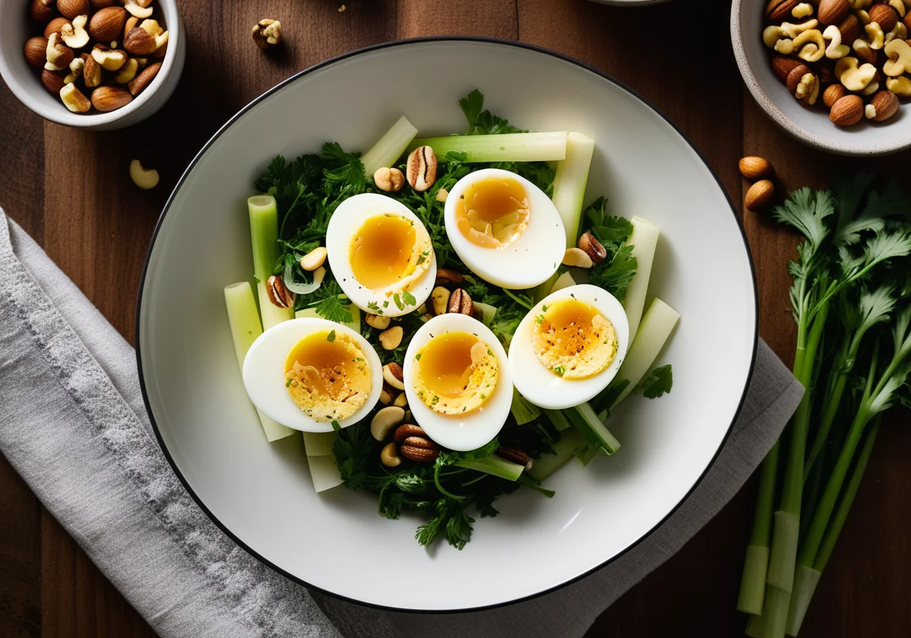 Leek with Hard-Boiled Eggs and Vinaigrette