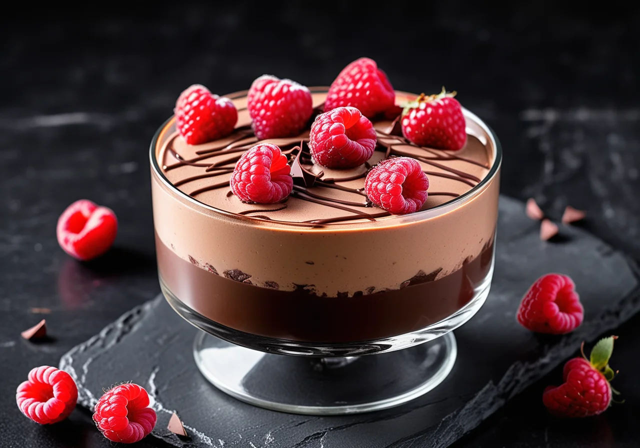 Chocolate Mousse with Raspberries