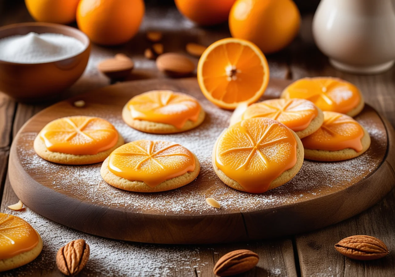 Orange Cookies with Marzipan