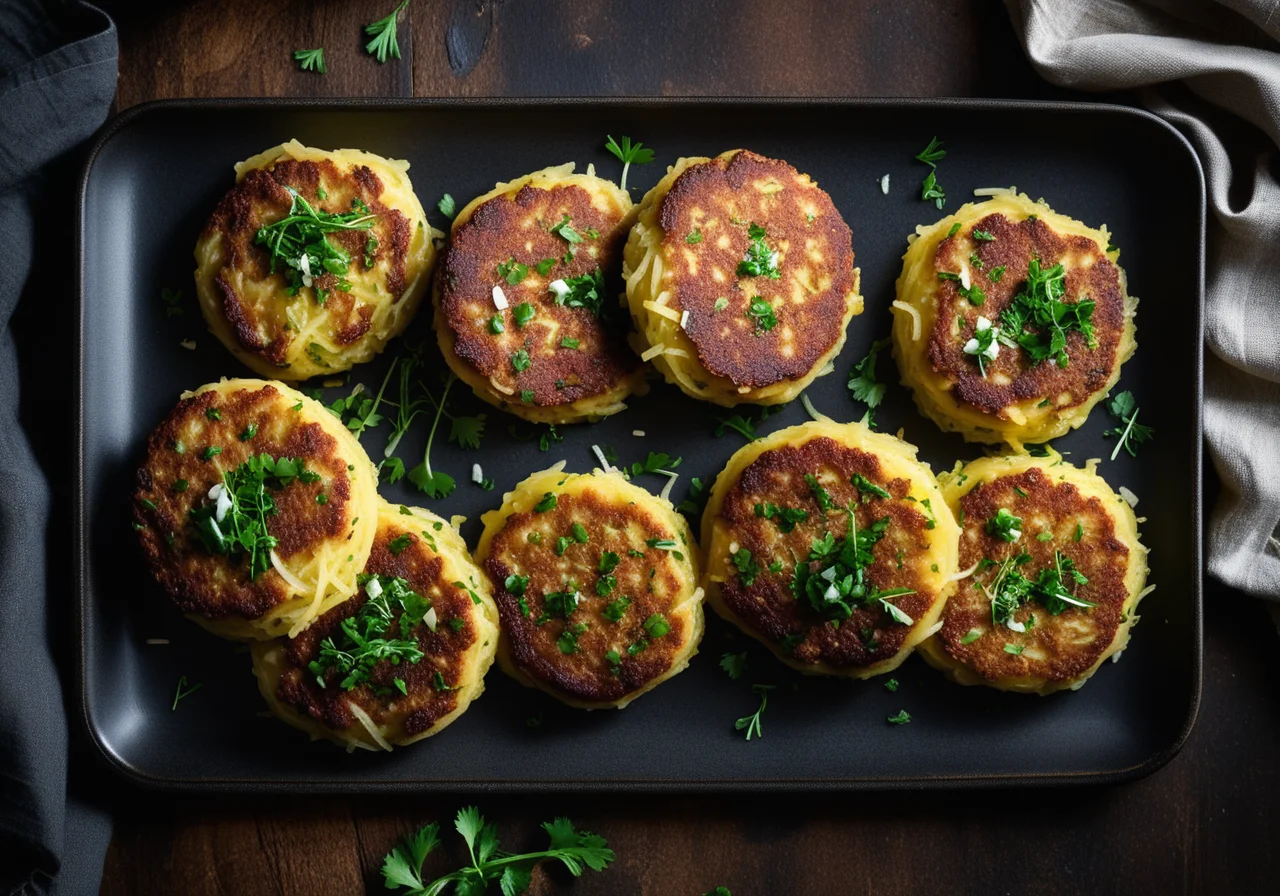 Sauerkraut Potato Patties with Lentil Vinaigrette