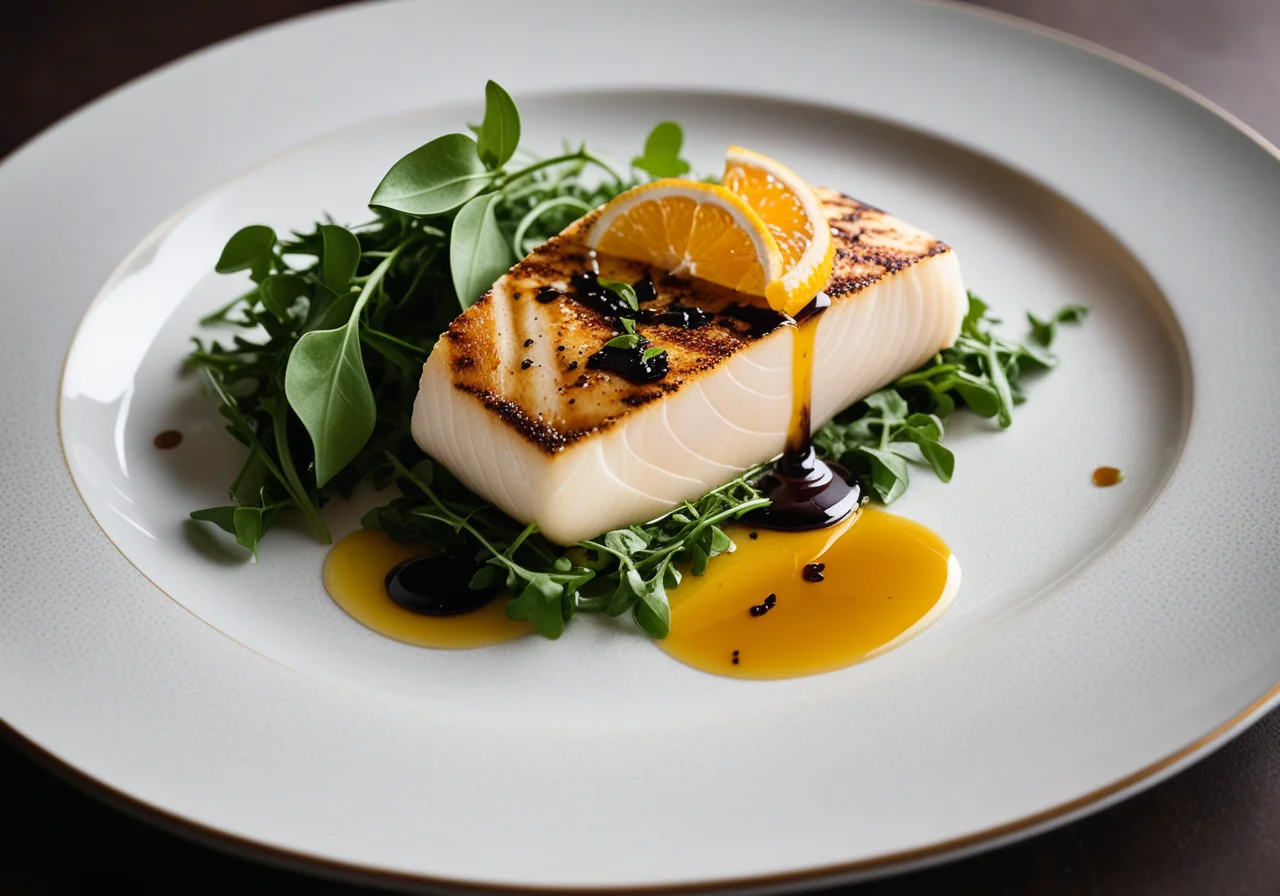 Orange Halibut with Arugula