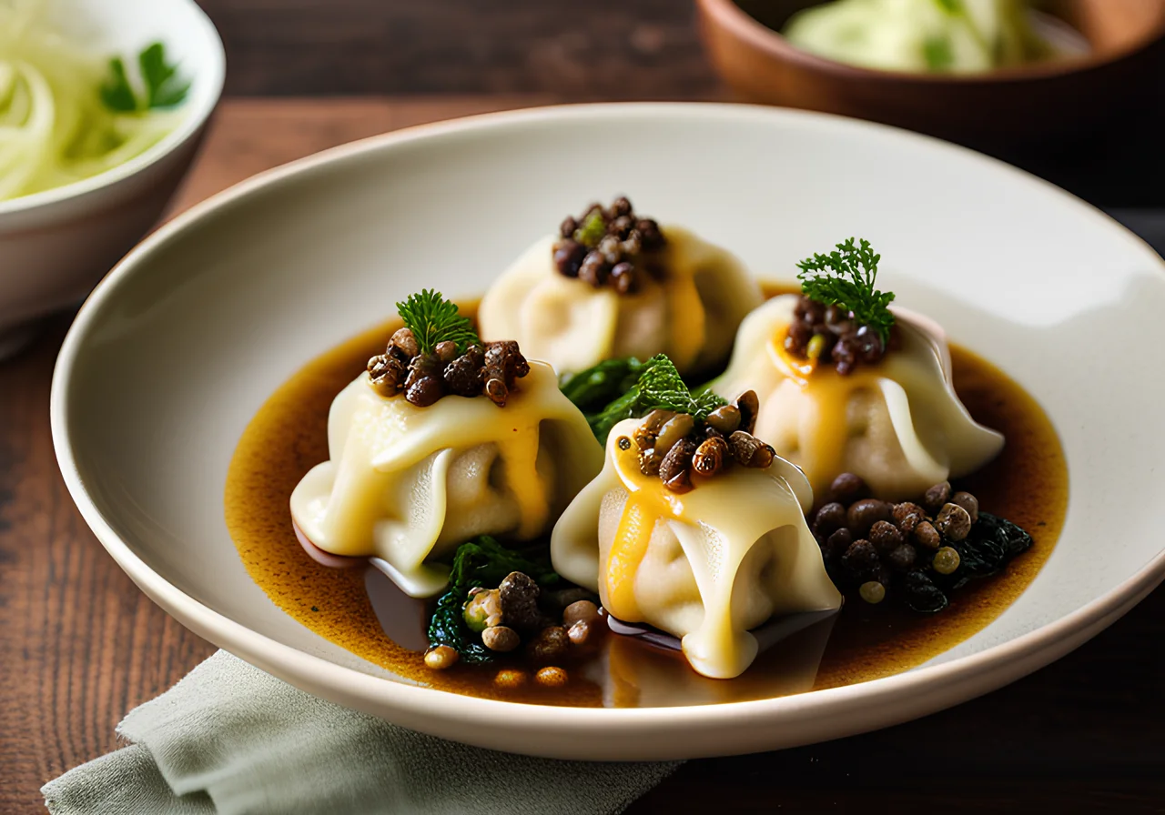Tofu Dumplings with Capersauce