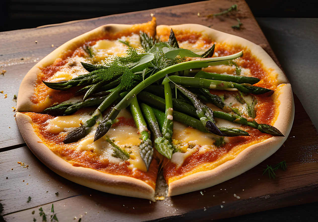Pizza with Green Asparagus