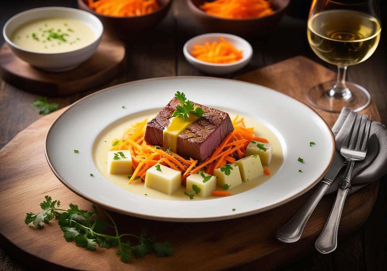 Waller from Root Broth with Potatoes and Fresh Horseradish