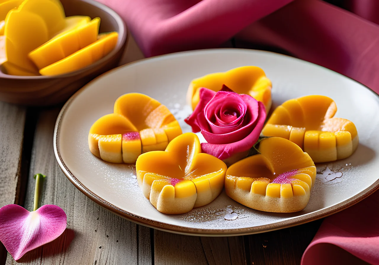Mango Rose Salad with Fig Hearts