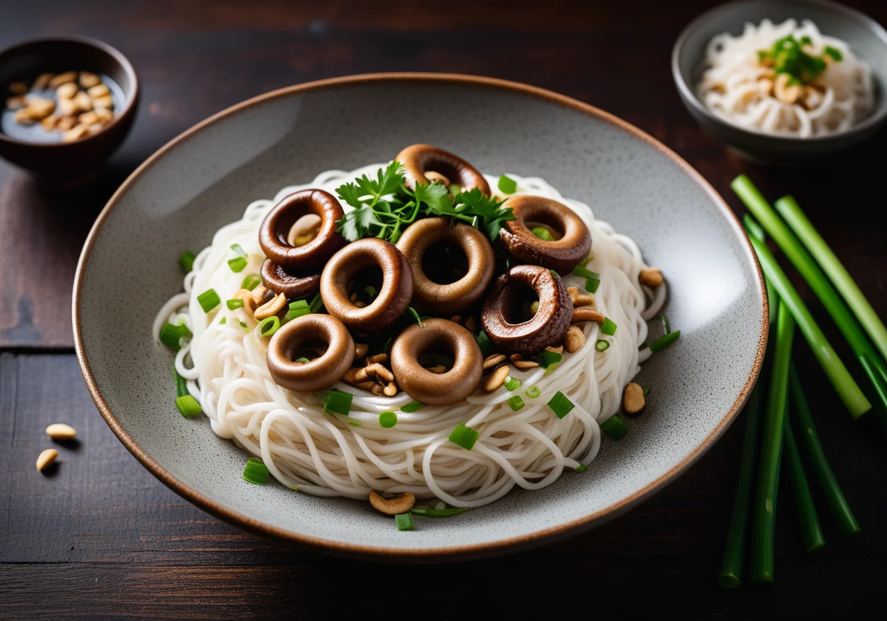 Rice Noodles with Shiitake