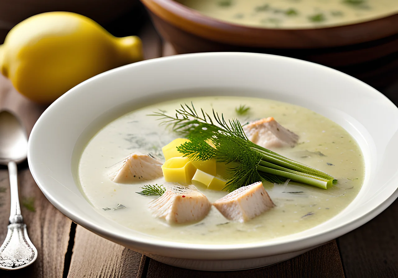 Leek Cream Soup with Fish
