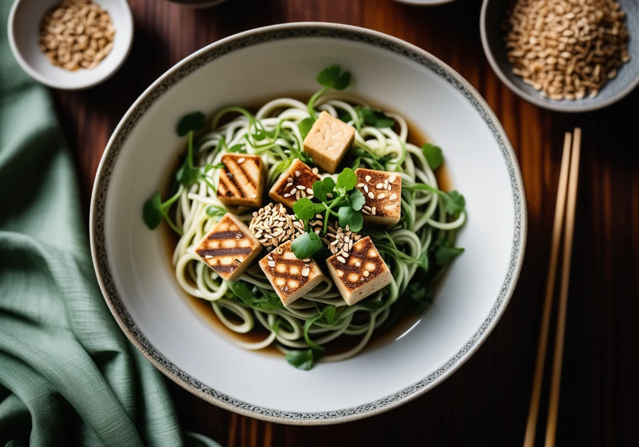 Soba Noodles with Bean Sauce and Watercress