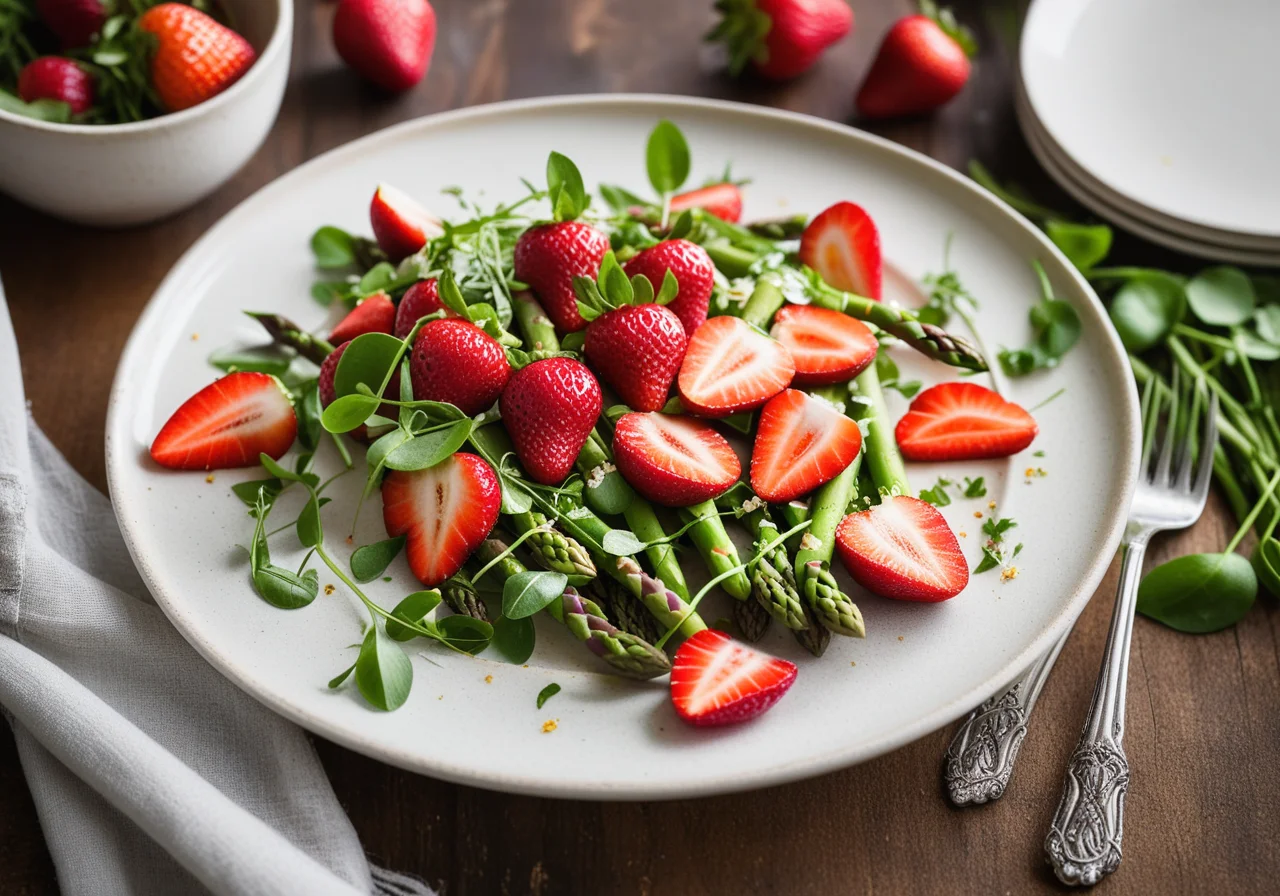 Asparagus Salad with Strawberries and Watercress
