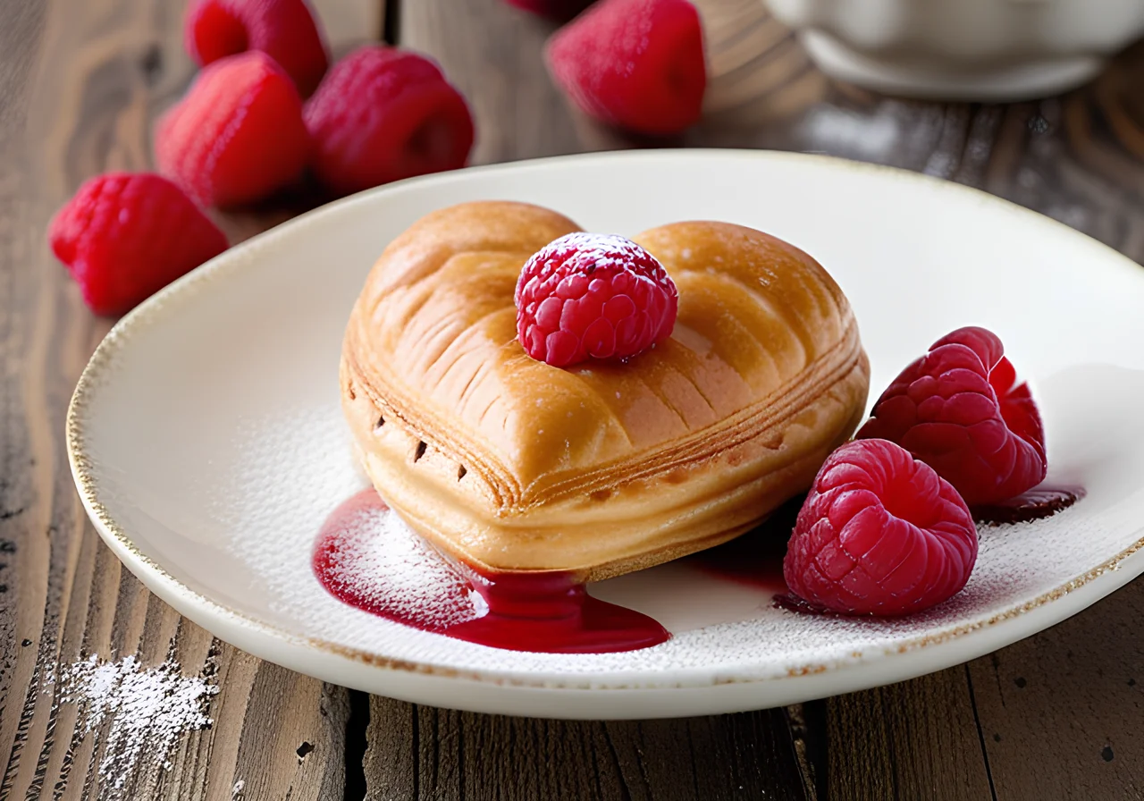 Heart-Shaped Puff Pastry with Raspberry Cream