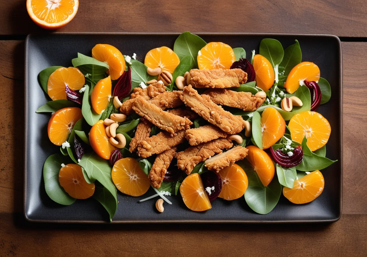 Fruitful Chicory Salad with Fried Chicken Breast
