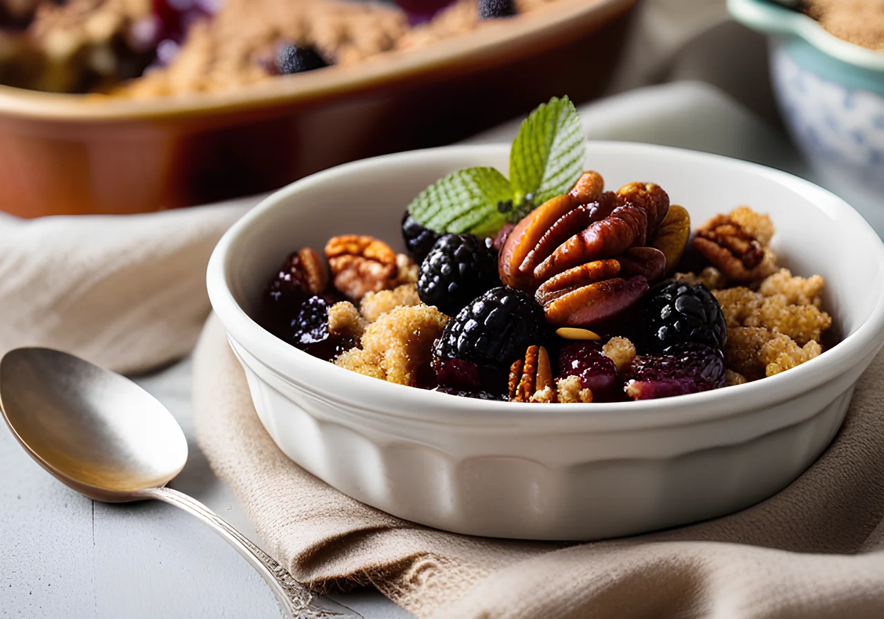 Plum & Blackberry Casserole with Crumble