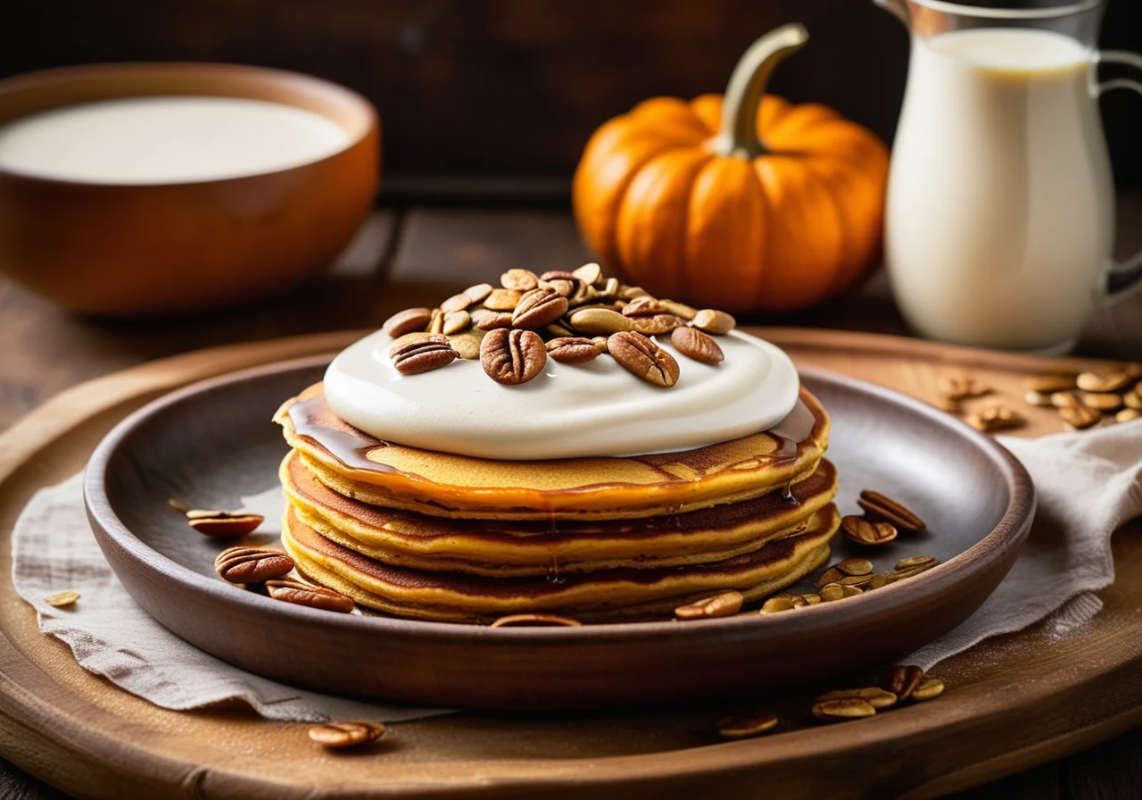 Pumpkin Pancakes with Yogurt Cream