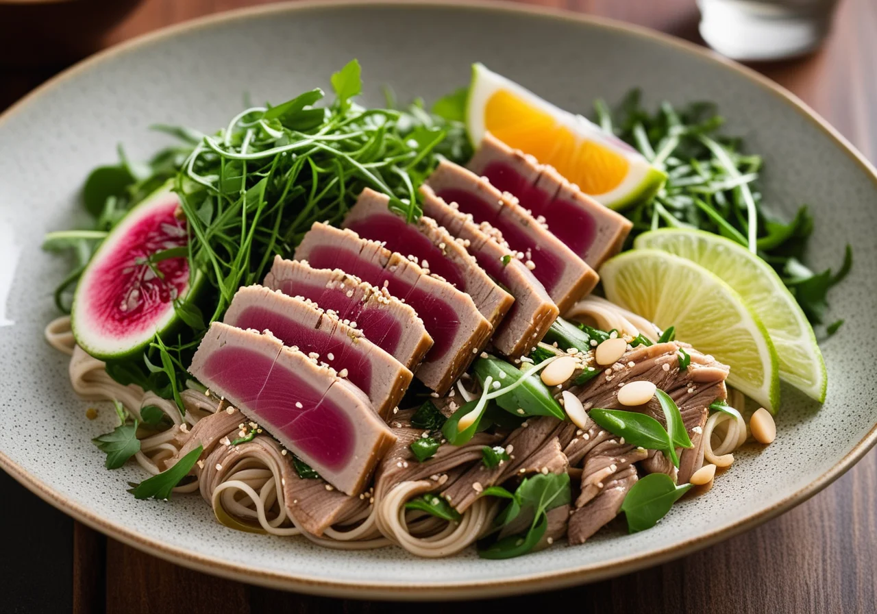 Tuna on Asian Glass Noodle Salad