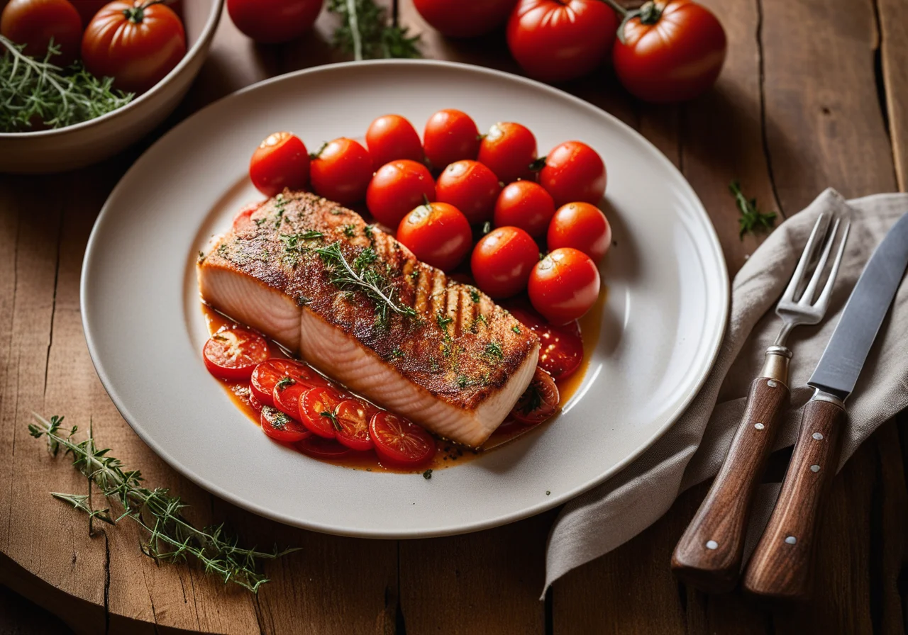 Oven-Baked Skrei on Tomato Garlic Bed
