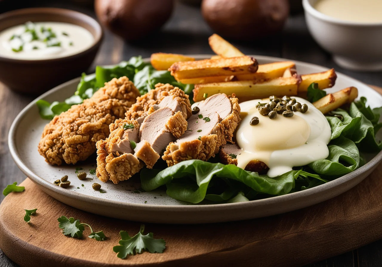 Pan‑fried Chicken Breast Fillets with Potatoes and Mozzarella