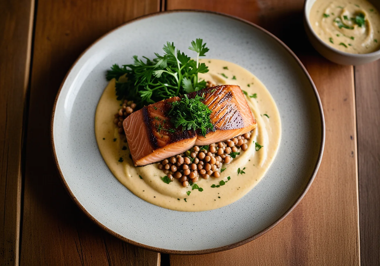 Salmon with Lentils