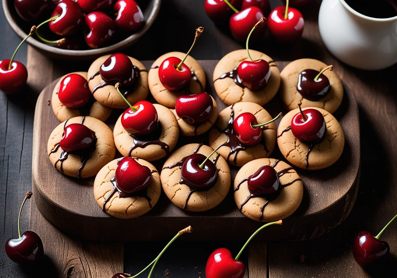 Chocolate-Marzipan Cookies with Cherries