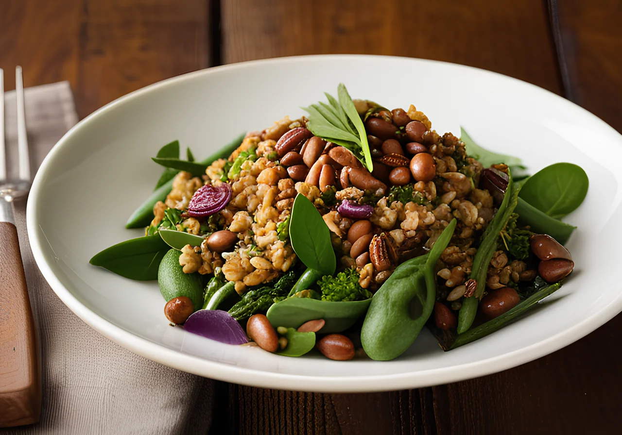 Vegetable Salad with Beans, Broccoli and Spinach