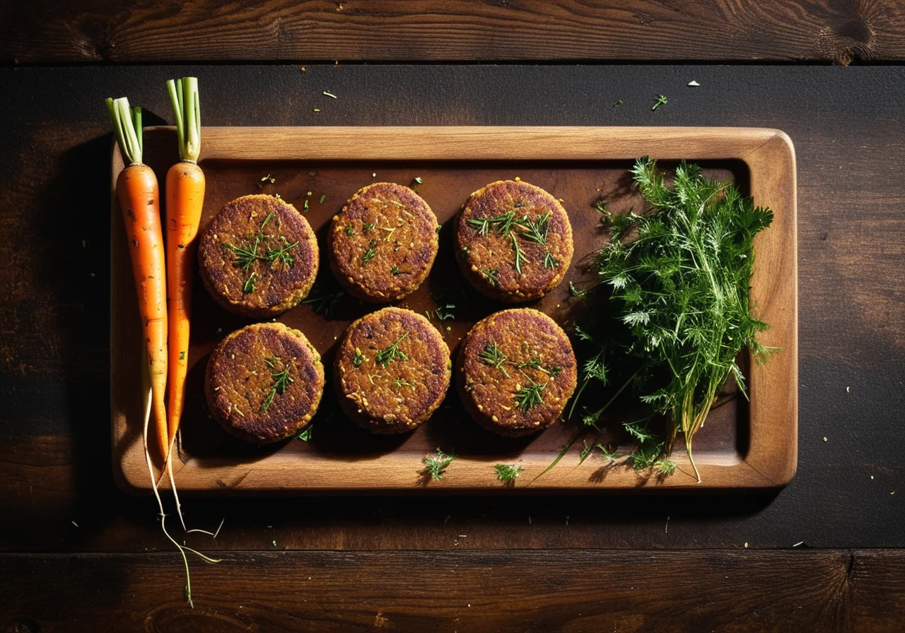 Young Carrots with Sprouted Wheat Patties