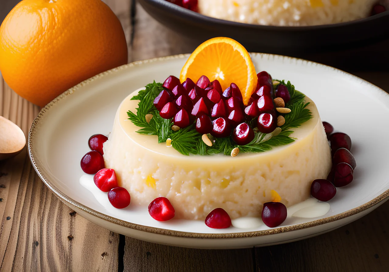 Orange Salad with Rice Pudding and Pomegranate