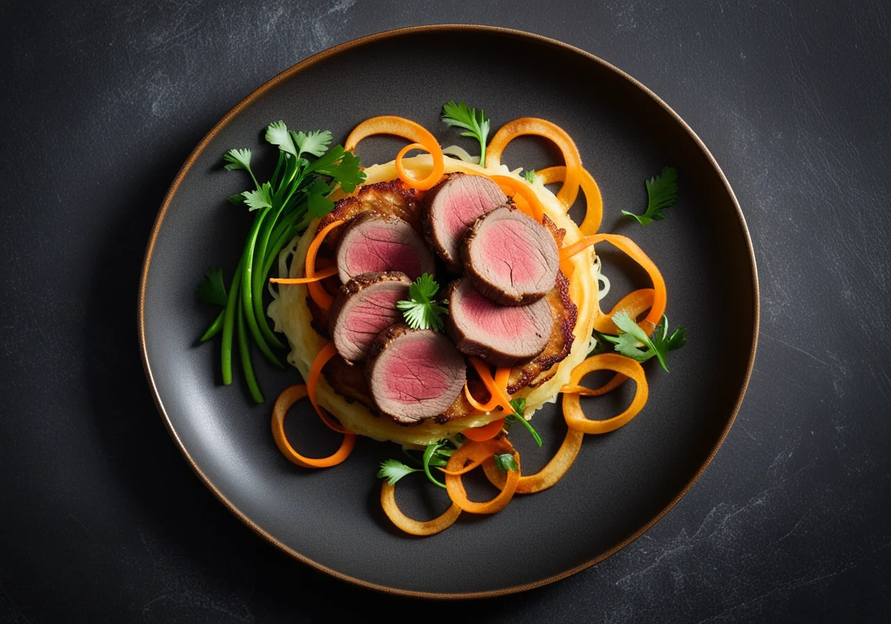 Braised Lamb Fillets with Potato Strips