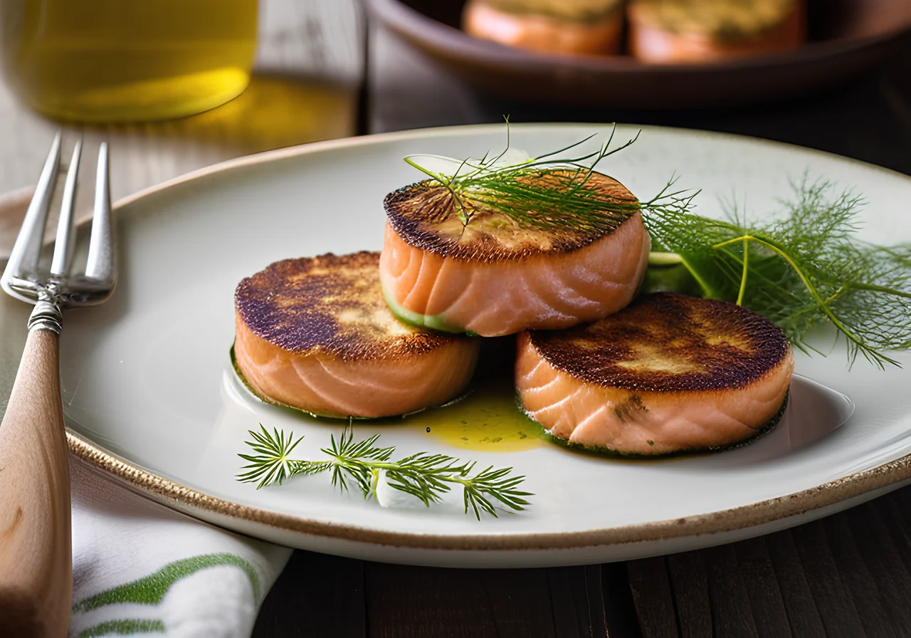 Smoked Salmon Patty with Cucumber Salad