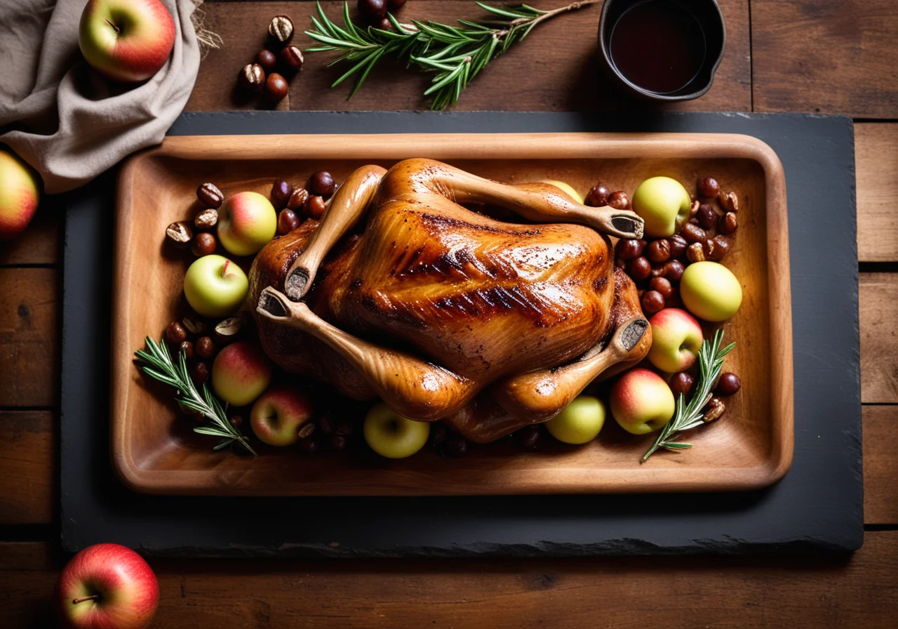Roast Goose with Apple-Chestnut Filling