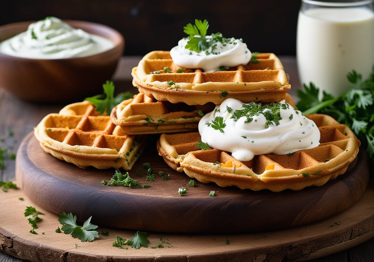 Carrot Herb Cheese Waffles