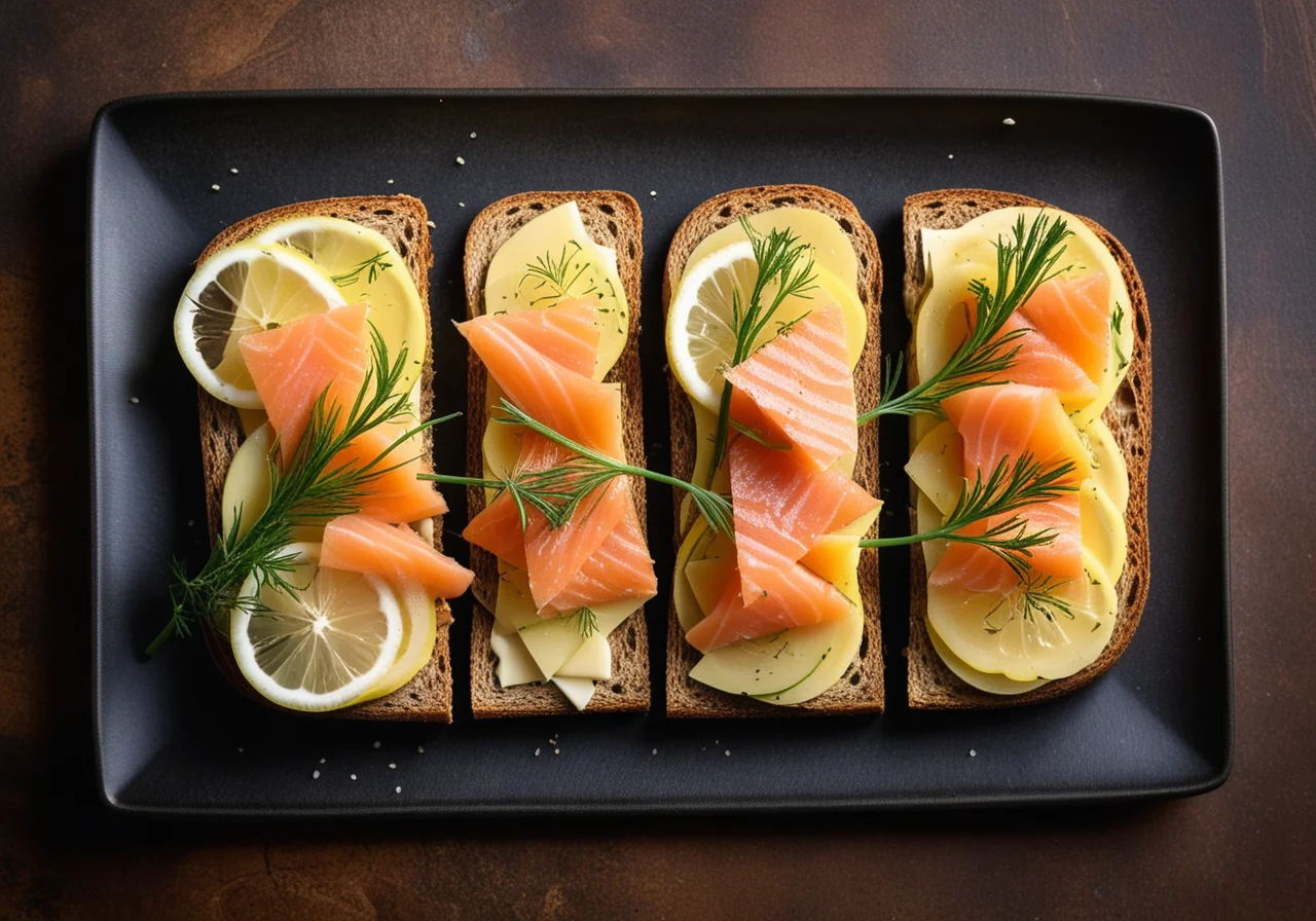 Smoked Salmon and Jarlsberg on Rye Bread