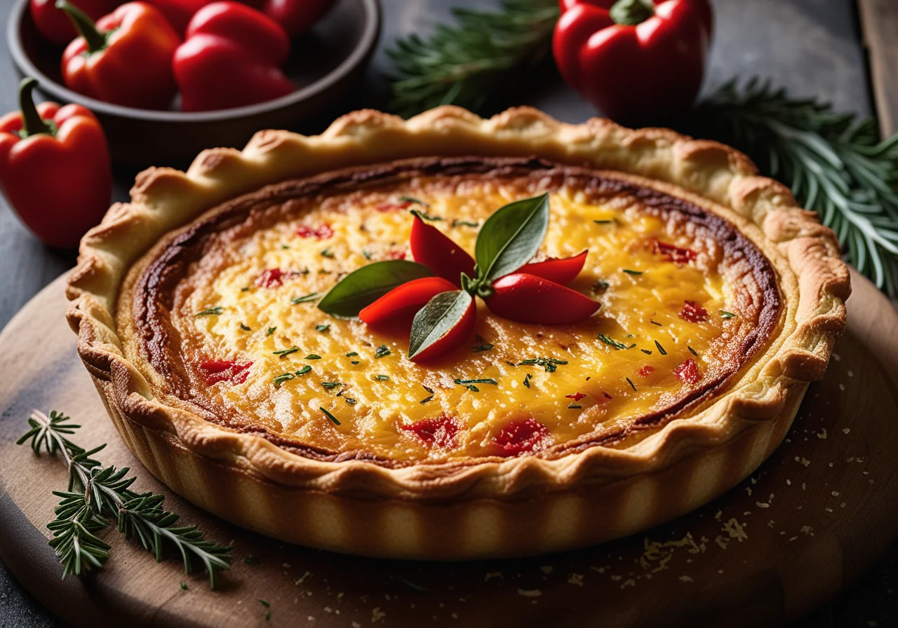 Quiche with Sauerkraut, Bell Pepper and Caraway