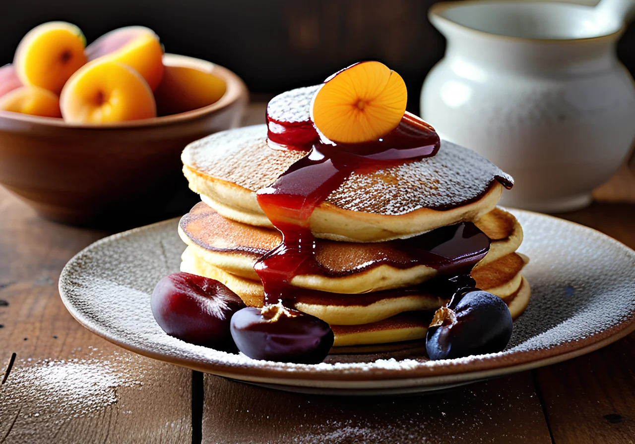 Pancakes with Plum Compote