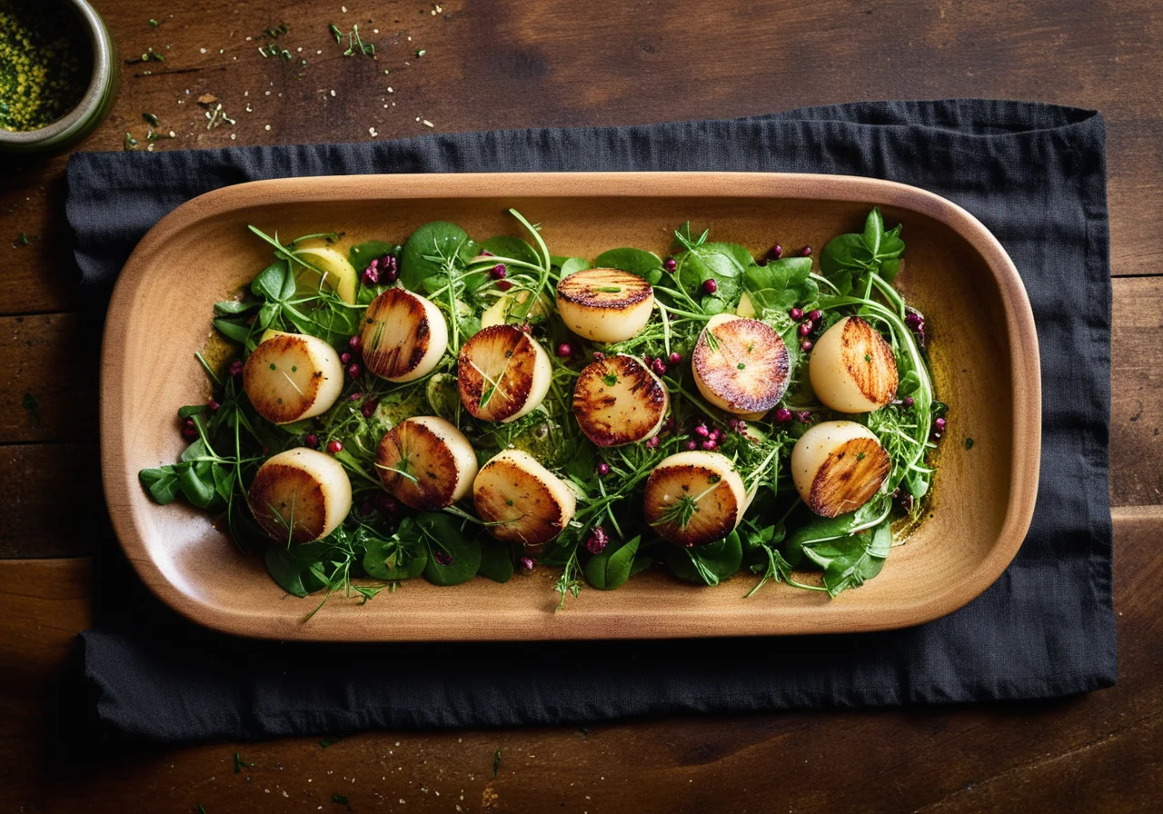 Herb Salad with Scallops